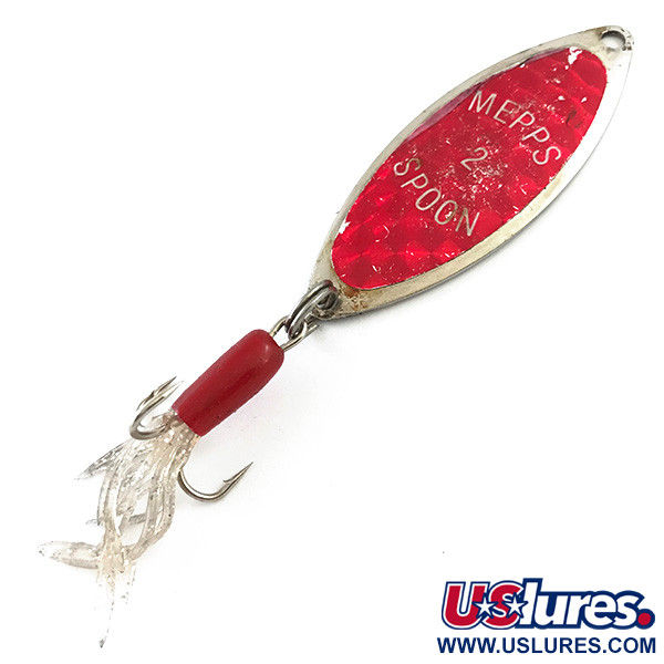 Vintage   Mepps Spoon 2, 1/3oz Nickel / Red fishing spoon #5363