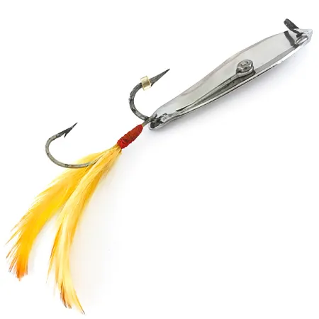 Vintage Crippled Alewive Lure CRIPPLED ALEWIVE, 3/4oz Nickel / Yellow fishing spoon #5371