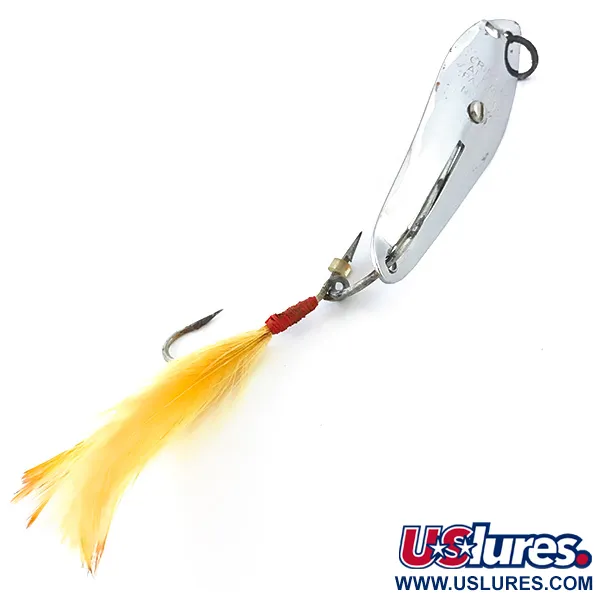 Vintage  Crippled Alewive Lure CRIPPLED ALEWIVE, 3/4oz Nickel / Yellow fishing spoon #5371