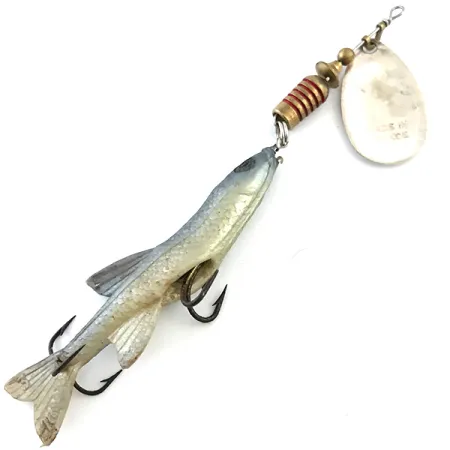 Vintage  Mepps Aglia 3 Mino (with soft bait), 1/3oz Silver / White / Black spinning lure #5381