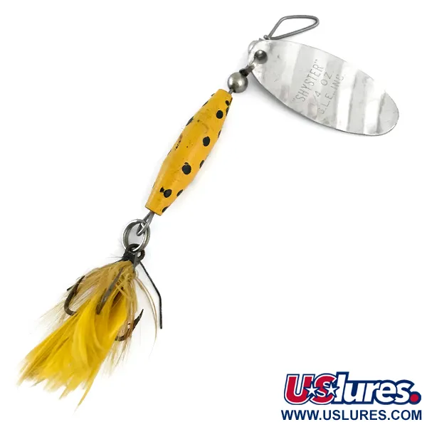 Vintage   Glen Evans Shyster, 1/4oz Nickel / Yellow spinning lure #5382
