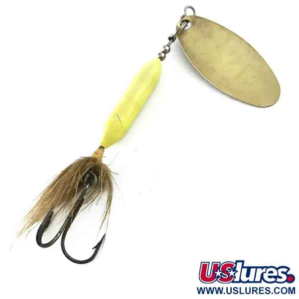 Vintage  Yakima Bait Worden’s Original Rooster Tail 4, 1/4oz Gold / Yellow spinning lure #5383