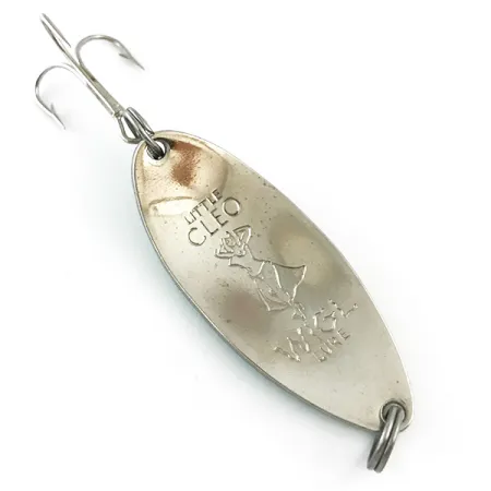 Vintage Seneca Little Cleo (Hula Girl), 2/3oz White Pearl / Nickel fishing spoon #5387