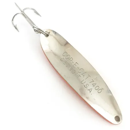 Vintage Eppinger Dardevle Cop-E-Cat 7400 UV, 2/3oz Yellow / Orange / Nickel fishing spoon #5389
