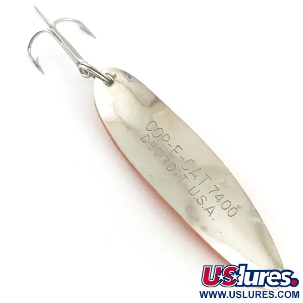 Vintage  Eppinger Dardevle Cop-E-Cat 7400 UV, 2/3oz Yellow / Orange / Nickel fishing spoon #5389