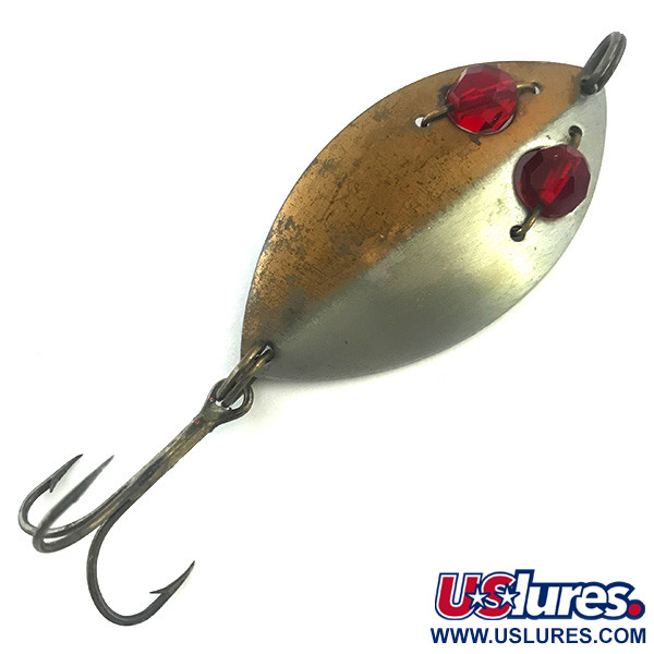 Vintage  Hofschneider Red Eye junior, 1/2oz Silver / Brass / Red fishing spoon #5390