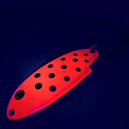 Vintage Thomas Buoyant UV, 1/4oz Red Trout UV Glow in UV light, Fluorescent fishing spoon #5393