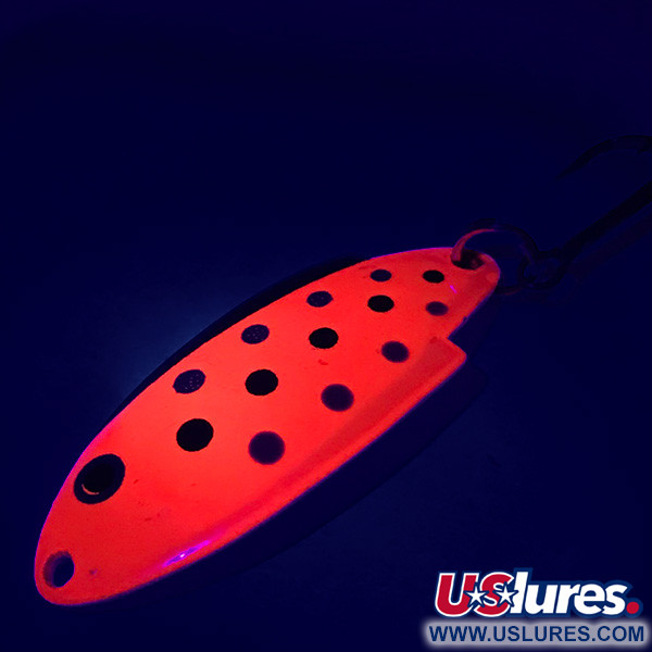 Vintage   Thomas Buoyant UV, 1/4oz Red Trout UV Glow in UV light, Fluorescent fishing spoon #5393