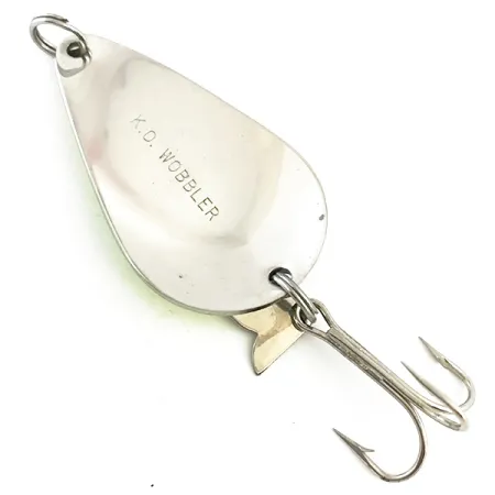 Vintage Acme K.O. Wobbler UV, 3/4oz Nickel / Chartreuse fishing spoon #5404