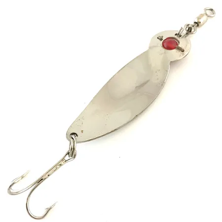 Vintage Gibbs One Eye Wiggler, 3/5oz Nickel / Red fishing spoon #5415