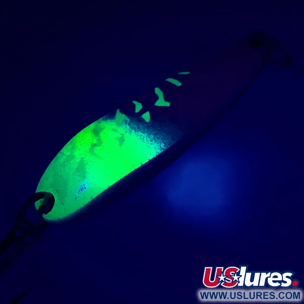 Vintage Luhr Jensen Krocodile Die #4, 2/3oz White Pearl / Green /  fishing spoon #5417