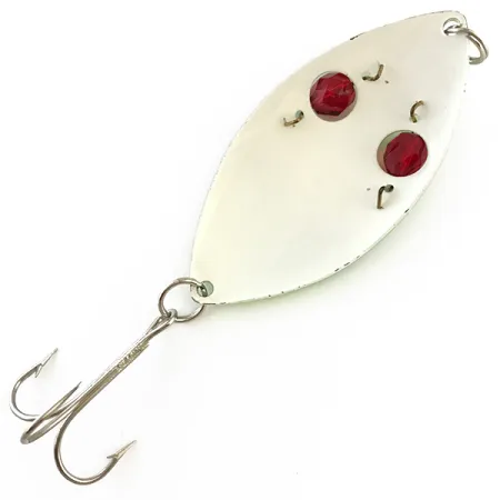 Vintage Eppinger Red Eye Wiggler, 1oz Fluorescent Green / Red / White fishing spoon #5419