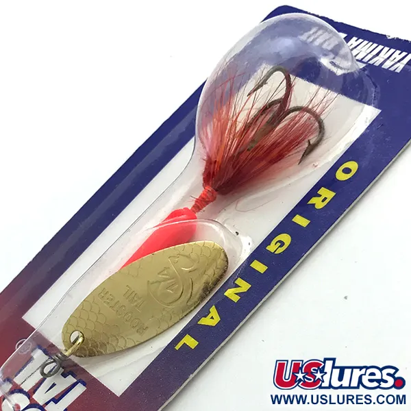  Yakima Bait Worden’s Original Rooster Tail UV, 1/4oz Gold / Red  spinning lure #5449