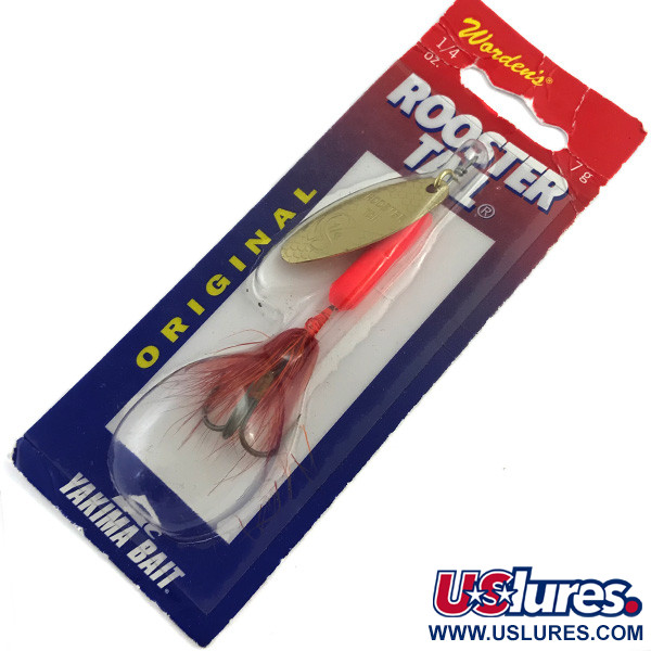  Yakima Bait Worden’s Original Rooster Tail UV, 1/4oz Gold / Red  spinning lure #5449
