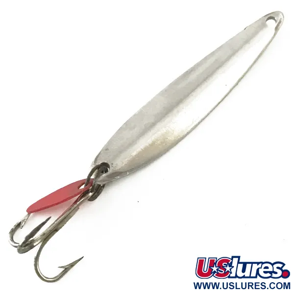 Vintage Bay de Noc Swedish pimple, 1/4oz Nickel / Green / Red fishing spoon #5501