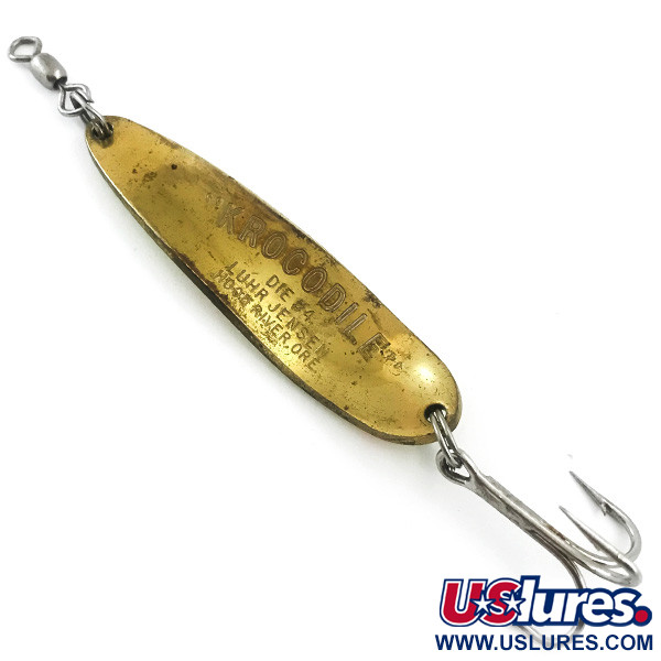 Vintage  Luhr Jensen Krocodile Die #4 UV, 2/3oz Yellow / Red / Gold fishing spoon #5523