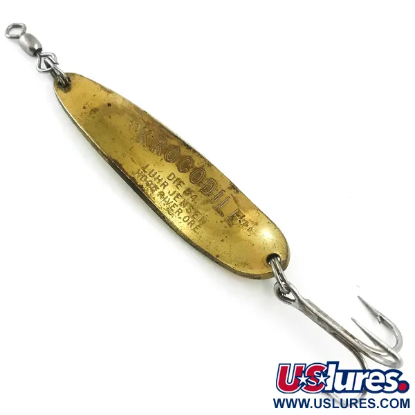 Vintage  Luhr Jensen Krocodile Die #4 UV, 2/3oz Yellow / Red / Gold fishing spoon #5523
