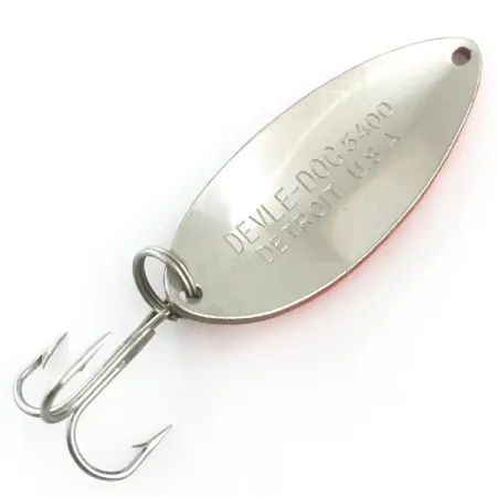Eppinger Dardevle Devle Dog 5400 UV, 2/3oz Hammered Nickel / Orange UV Glow in UV light, Fluorescent fishing spoon #5532