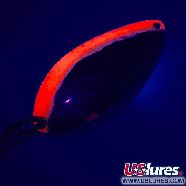  Eppinger Dardevle Devle Dog 5400 UV, 2/3oz Hammered Nickel / Orange UV Glow in UV light, Fluorescent fishing spoon #5532