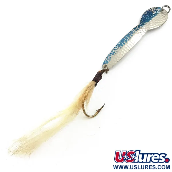 Vintage   Glen Evans Loco 5, 1oz Hammered Nickel / Blue fishing spoon #5549