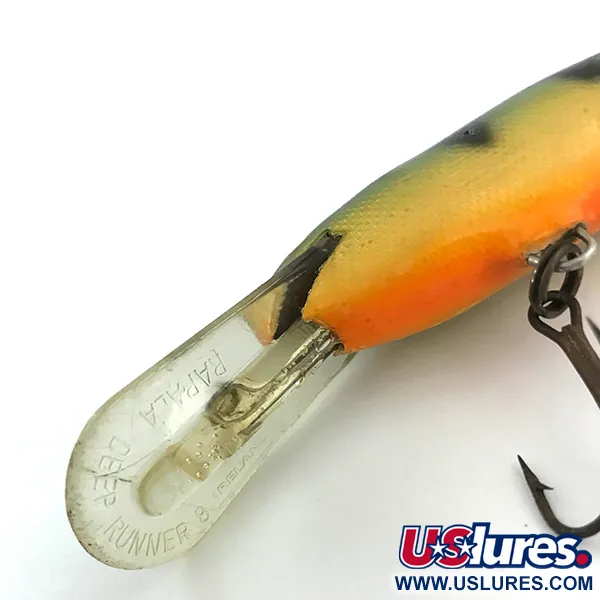 Vintage Rapala Shad Rap Deep Runner 08, 2/5oz Fire Tiger fishing lure #5555
