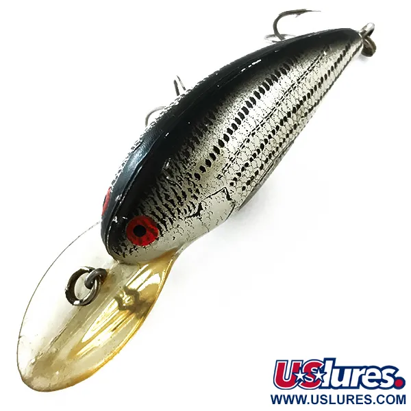 Vintage   Bomber model 7A baby striper, 1/2oz Black / White fishing lure #5556