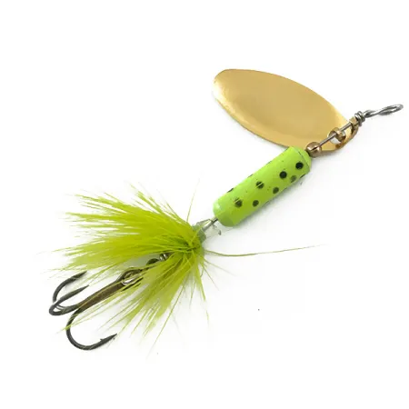Vintage Silverlake, 1/8oz Gold / Fluorescent Green  spinning lure #5557
