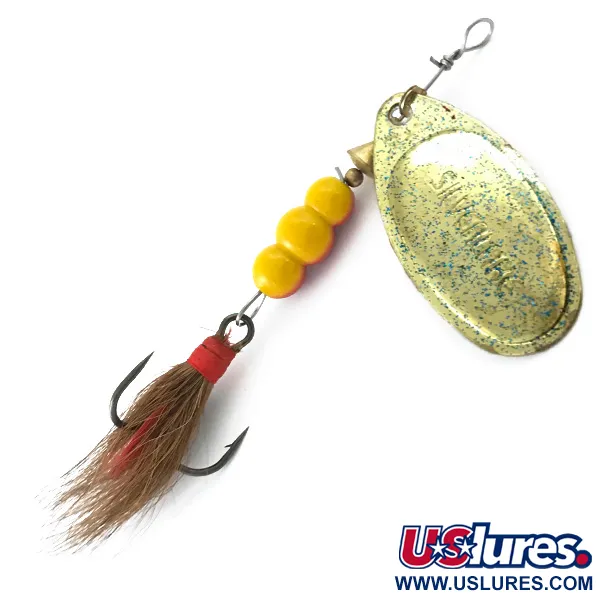 Vintage Silverlake, 1/3oz Gold / Blue Glitter spinning lure #5558