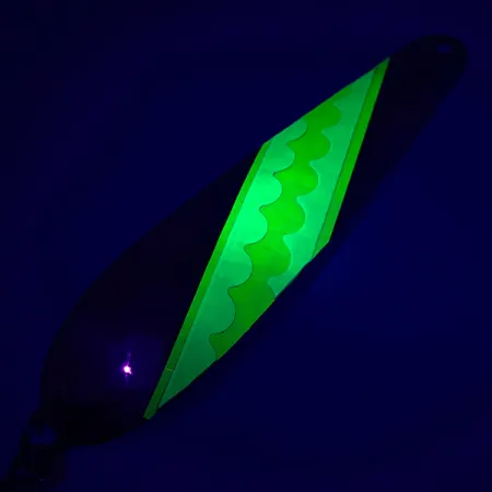 Vintage Len Thompson Northern King 28 UV, 1/2oz Silver / Yellow / Green UV fishing spoon #5568