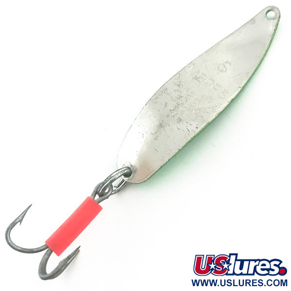 Vintage   Mepps Syclops 1, 2/5oz Green Metallic / Silver fishing spoon #5573