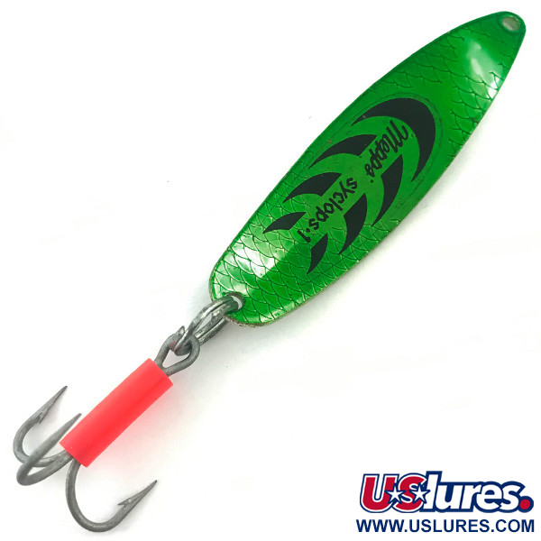 Vintage   Mepps Syclops 1, 2/5oz Green Metallic / Silver fishing spoon #5573
