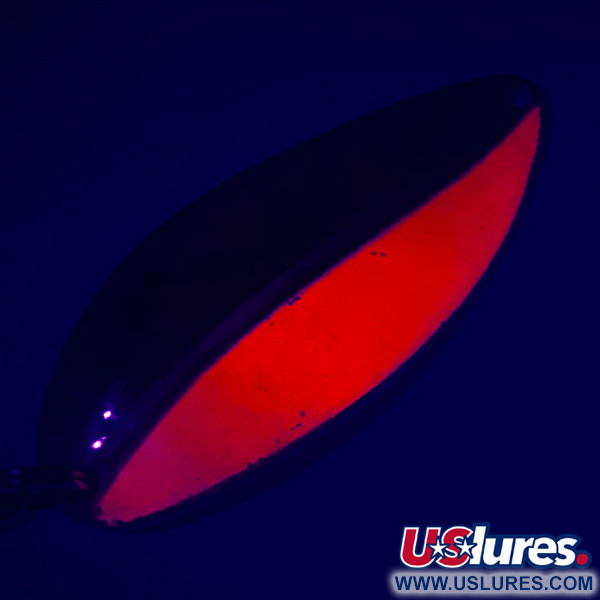 Vintage   Main liner UV, 3/4oz Nickel/orange UV  glows fishing spoon #17524