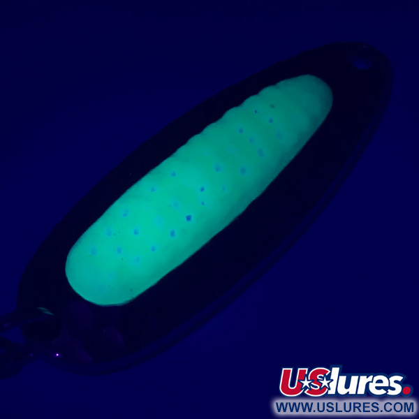 Vintage   Blue Fox Pixee UV, 1/4oz Nickel / Green fishing spoon #15877