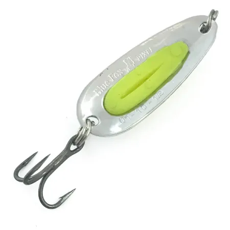 Vintage Blue Fox Pixee UV​, 3/16oz Hammered Nickel / Yellow fishing spoon #5576