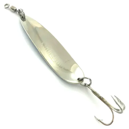 Vintage Luhr Jensen Krocodile Die #4, 1/2oz Hammered Nickel / Blue fishing spoon #5579