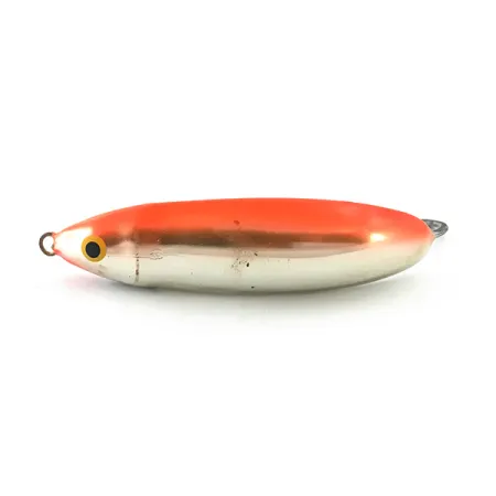Vintage Weedless Rapala Minnow Spoon UV, 1/2oz Silver / Orange UV fishing spoon #5590