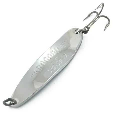 Vintage Luhr Jensen Krocodile Die #4, 2/3oz Nickel / Blue fishing spoon #5599