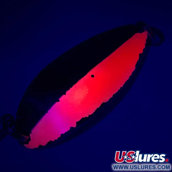 Vintage  Seneca Little Cleo (Hula Girl) UV, 2/3oz Nickel / Orange fishing spoon #5602