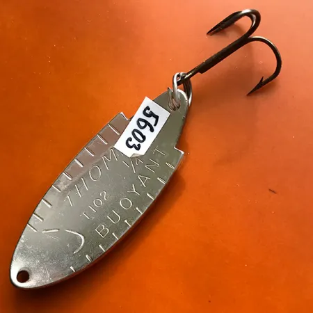 Vintage Thomas Buoyant, 1/4oz Rainbow Trout / Nickel fishing spoon #5603