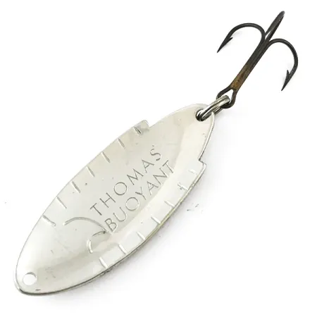 Vintage Thomas Buoyant, 1/4oz Nickel / Red / Black / Yellow fishing spoon #5604
