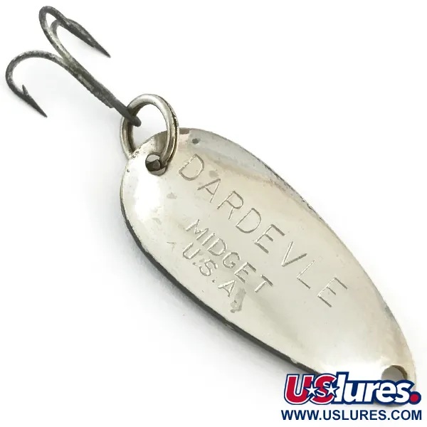 Vintage  Eppinger Dardevle Midget, 3/16oz Black / Yellow / Nickel fishing spoon #5605