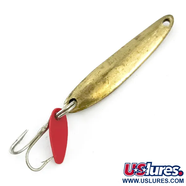 Vintage Bay de Noc Swedish pimple, 3/16oz Brass / Orange fishing spoon #5609