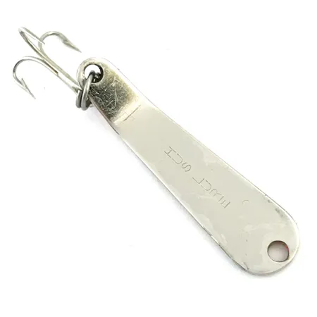 Vintage Luhr Jensen Hus-lure, 1/8oz Nickel / Orange UV Glow in UV light, Fluorescent  fishing spoon #5610