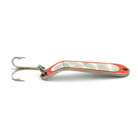 Vintage Luhr Jensen Hus-lure, 1/8oz Nickel / Orange UV Glow in UV light, Fluorescent  fishing spoon #5610