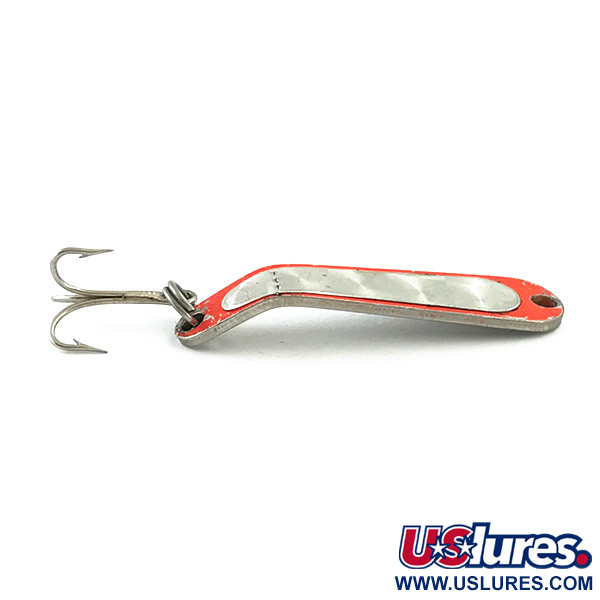 Vintage  Luhr Jensen Hus-lure, 1/8oz Nickel / Orange UV Glow in UV light, Fluorescent  fishing spoon #5610