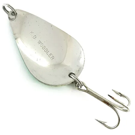 Vintage Acme K.O. Wobbler Glow, 3/4oz White / Green / Nickel fishing spoon #5613