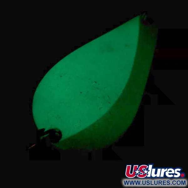 Vintage Acme K.O. Wobbler Glow, 3/4oz White / Green / Nickel fishing spoon #5613