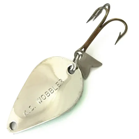 Vintage Acme K.O. Wobbler UV, 1/4oz Nickel / Green fishing spoon #5629