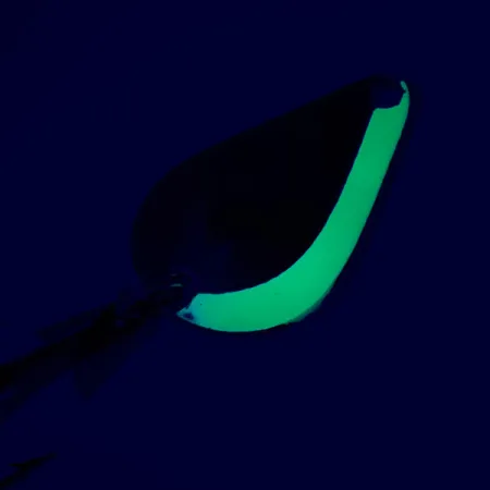 Vintage Acme K.O. Wobbler UV, 1/4oz Nickel / Green fishing spoon #5629