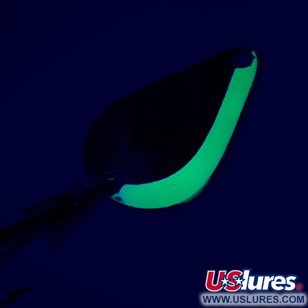 Vintage  Acme K.O. Wobbler UV, 1/4oz Nickel / Green fishing spoon #5629